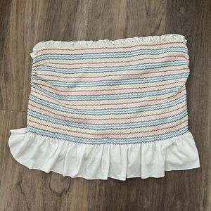 No Boundaries Rainbow and White Ruffle Tube Top